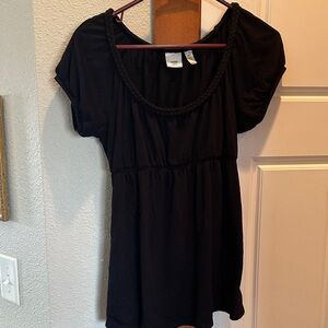 Y2K Piper & Blue Black Blouse with Braided Neckline